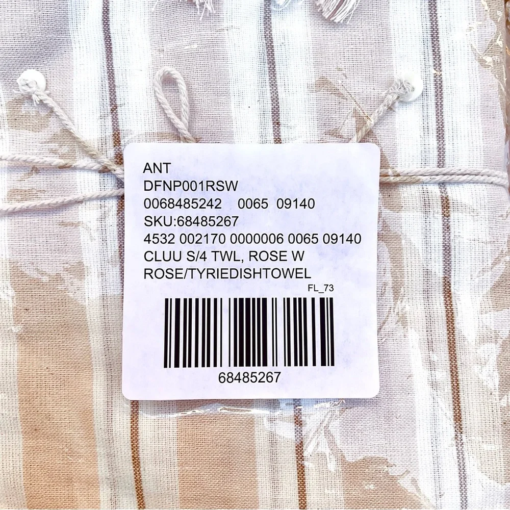 Anthro ❉ Chan Luu Stripe Cotton Dish Towels in Rose Set of 4 - Picture 9 of 10